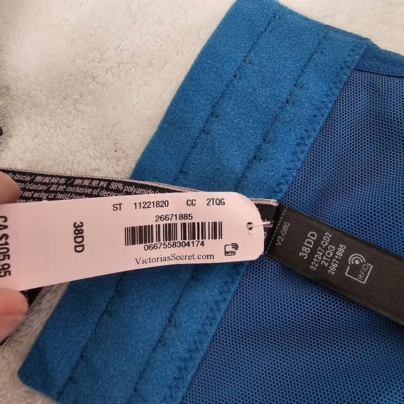 Victoria Secret Teal Lace Corset Bustier Push-Up Bra 38DD Very Sexy Shine Strap - Picture 11 of 14